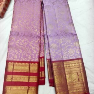 Mustard gold Dharmavaram silk saree with red temple border and gold elephant motifs