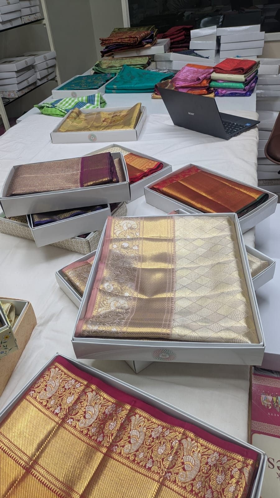 Dharmavaram silk saree manufacturer cataloging and quality check session
