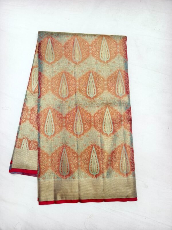 Beige Orange Pattu Saree