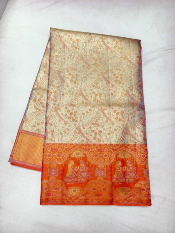 Cream Orange Pattu Saree (54)