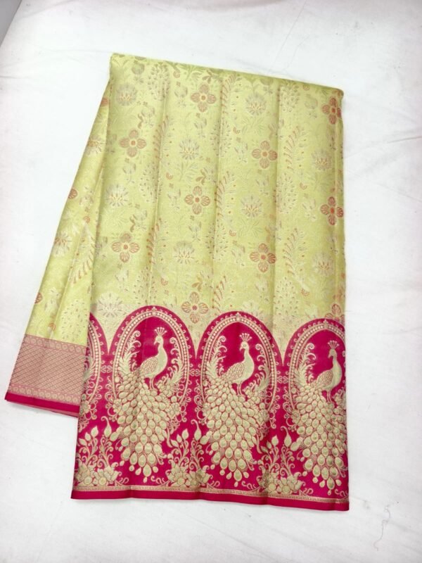 Cream Pink Pattu Saree