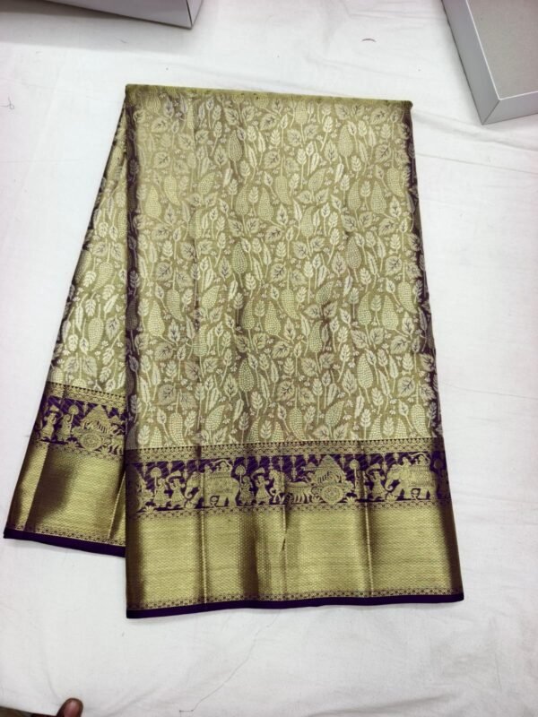 Gold Olive Navy Pattu Saree