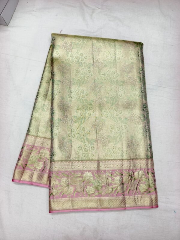 Green Gold Pink Pattu Saree