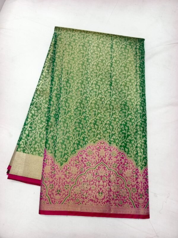 Green Pink Pattu Saree