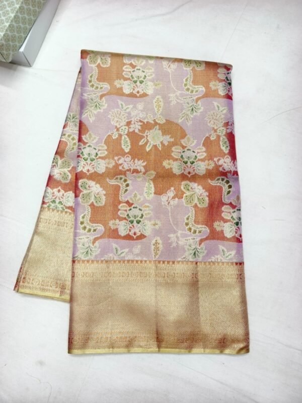 Lavender Orange Pattu Saree