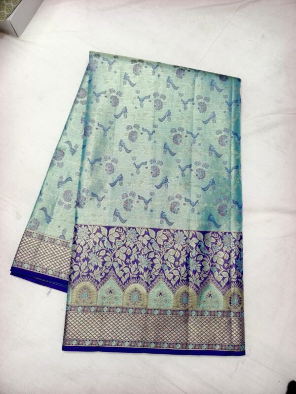 Light Blue Purple Pattu Saree