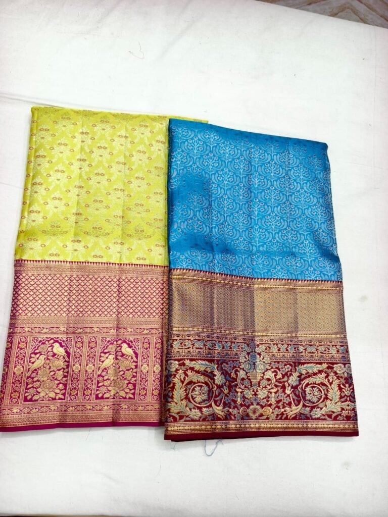 Lime Blue Pattu Saree