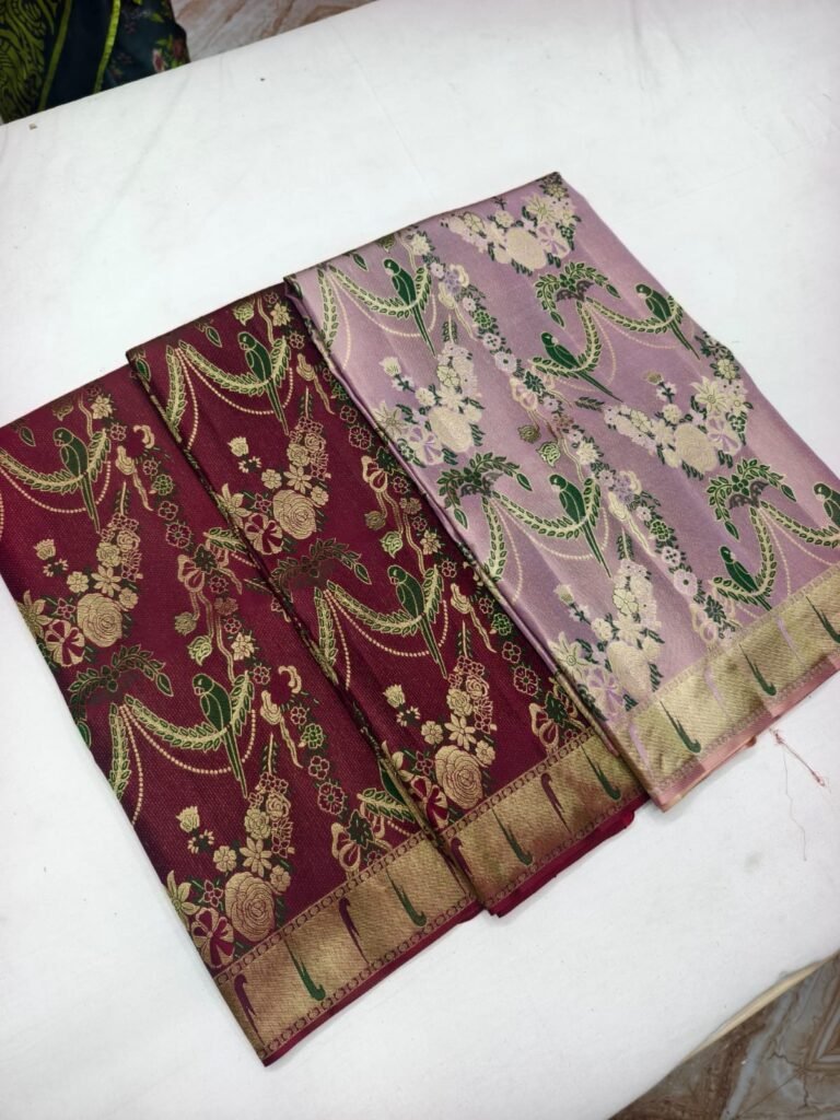 Maroon Mauve Pattu Saree