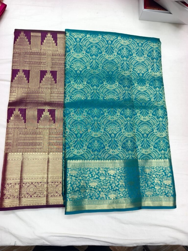 Maroon Teal Pattu Saree