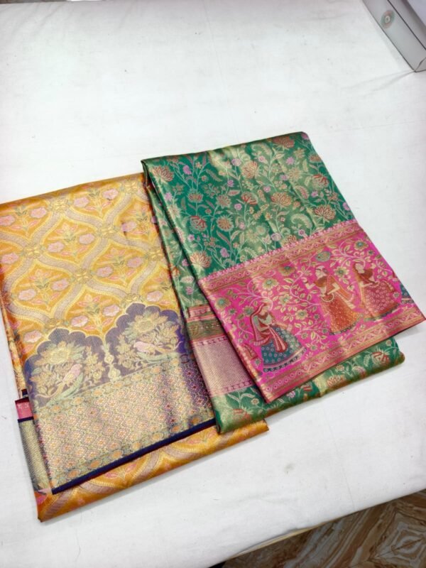 Mustard Green Pattu Saree