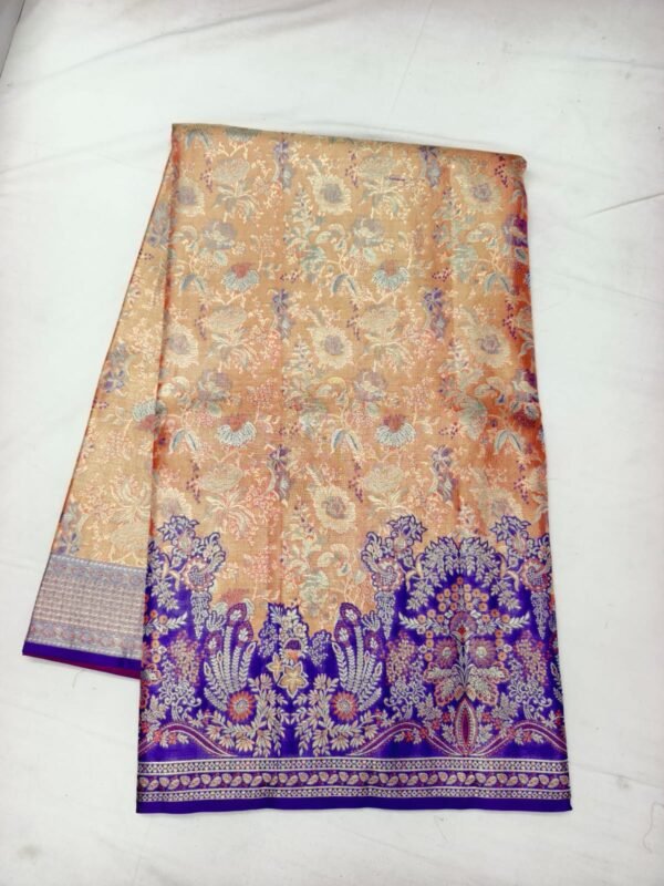 Orange Purple Pattu Saree