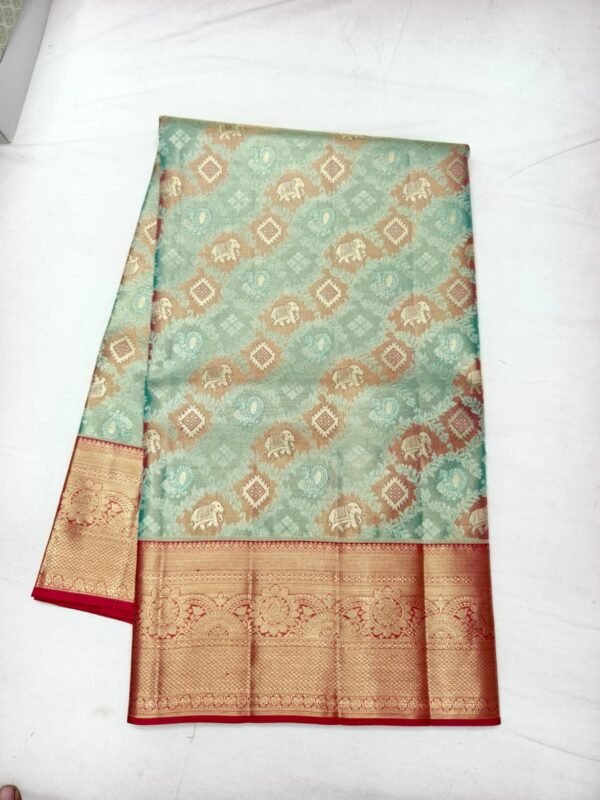 Teal Brown Pattu Saree