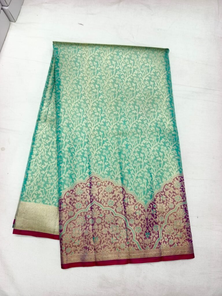 Teal Maroon Pattu Saree