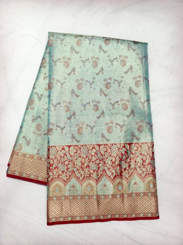 Teal Red Pattu Saree